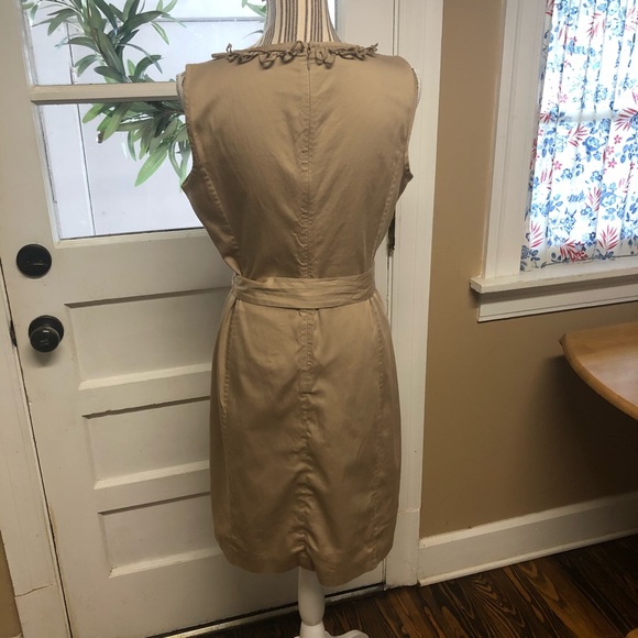 Talbots tan cotton blend dress w/ neckline detail - Picture 5 of 8